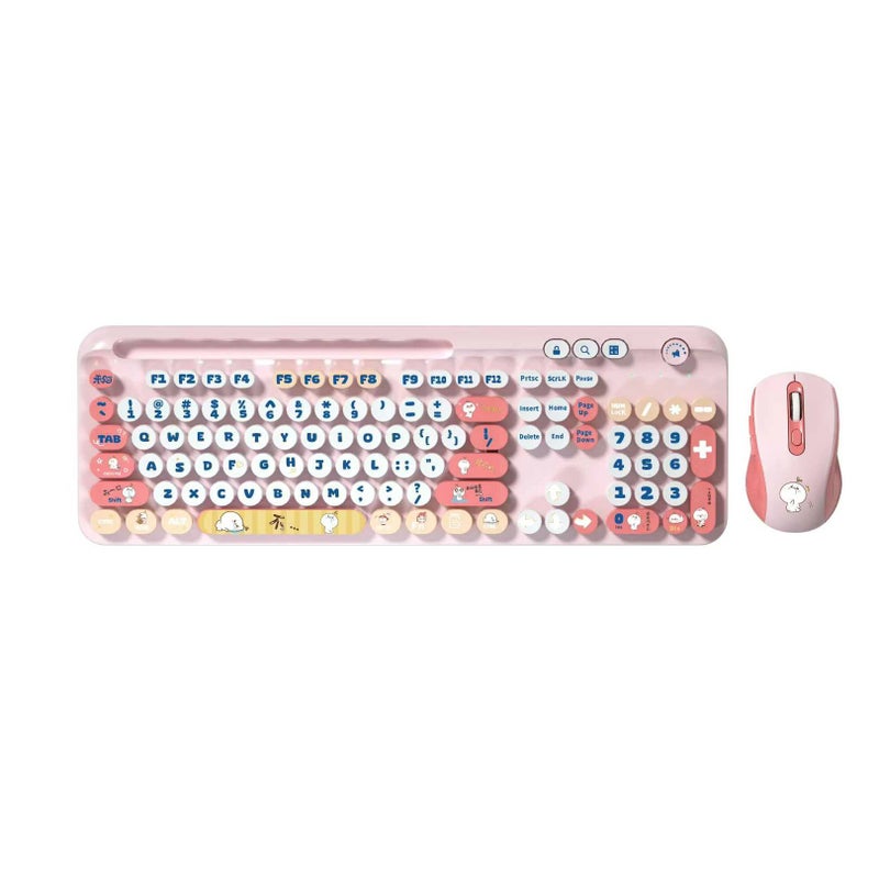 Bluejw Retro 108-Key Cordless Keyboard Mouse Combo - 2.4G Wireless Typewriter Style Cute Colorful Office & Gaming Keyboard Set - Image 3